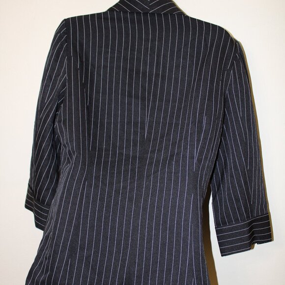 Ever B Black Pinstripe Blazer Medium 3/4 Sleeve Business Jacket - Picture 4 of 7